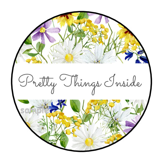30 PRETTY THINGS INSIDE STICKERS ENVELOPE SEALS LABELS 1.5″ ROUND FLORAL FLOWERS