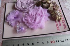 LAVENDER ORCHID MAUVE GOLD Fabric Organza Satin 7 Flower Pk 25-55mm O2 A NJC