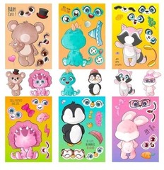 Lot Make a face Stickers for Kids, Make Your Own Animal Lot 5 Packs 100+ Pages