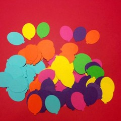 125 BALLOONS DIE CUTS 7 Colors Aqua Blue, Yellow, Green, Pink, Blue, Orange, Red