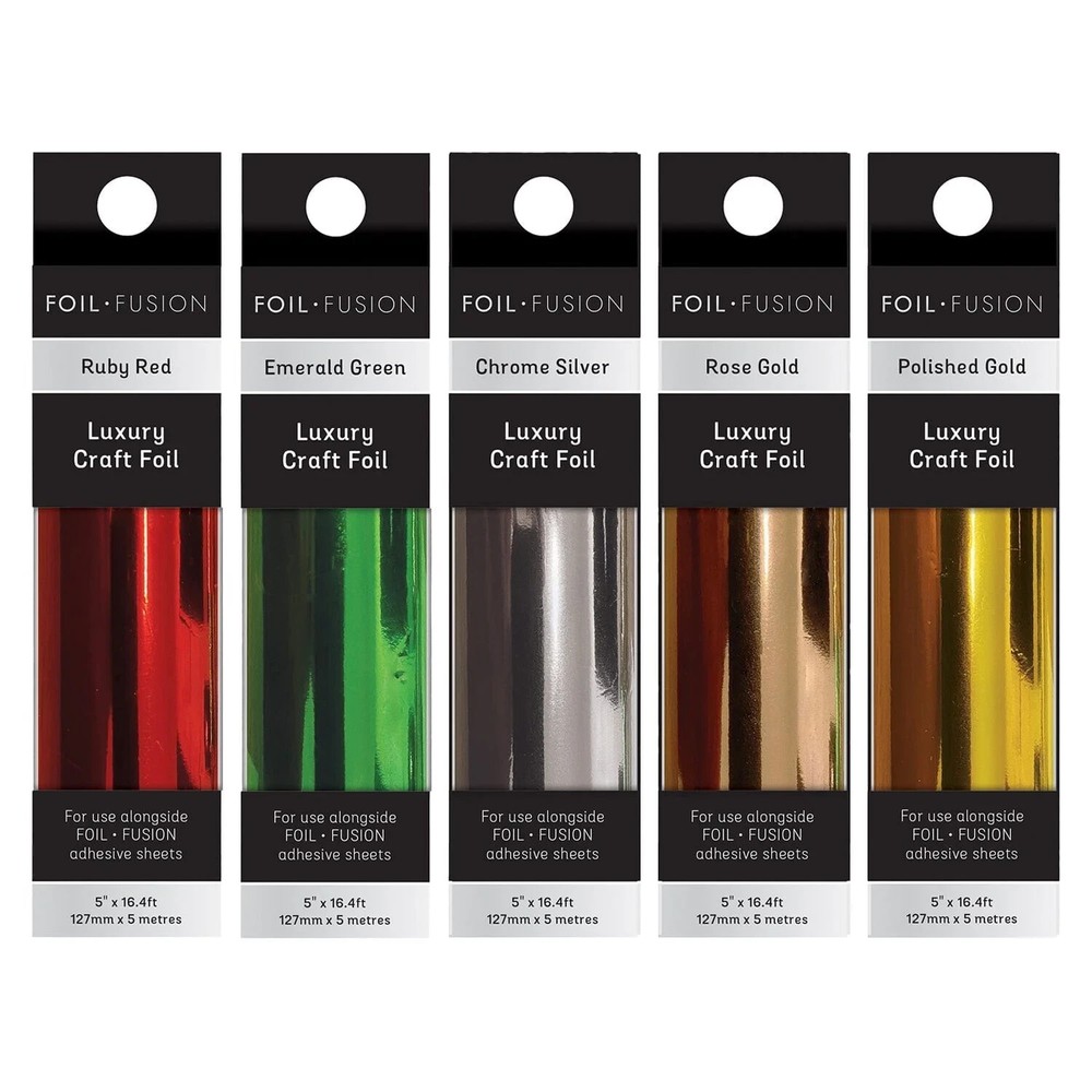 FOIL FUSION – LUXURY CRAFT FOIL – 5 COLORS AS SHOWN – EACH IS 5″ X 16.4FT