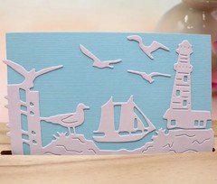 Lighthouse Beach Die Cut Ocean Sea Seagull Sailboat Ship Cutting Dies Boat Birds