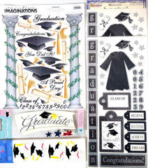 Stickers Graduation Theme Scrapbooking Paper Crafts Lot of 5 Various Brands