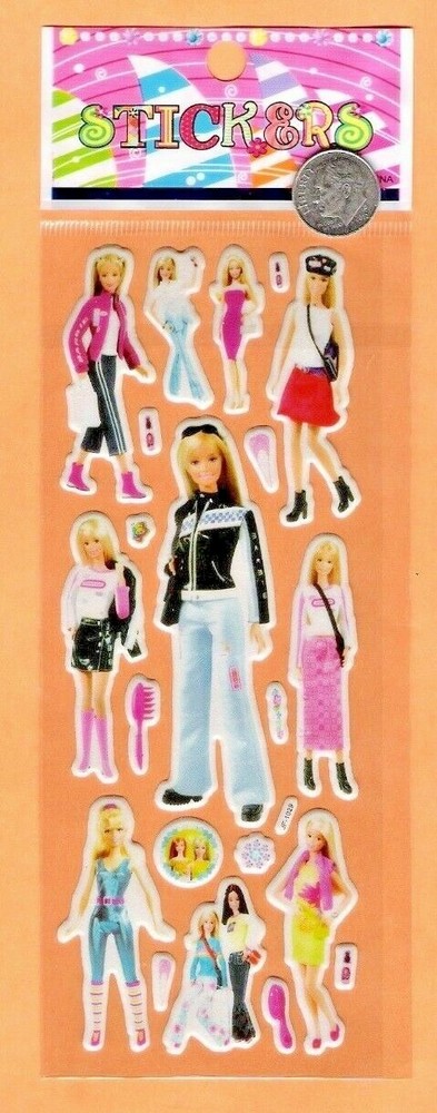 Barbie Stickers – Casual Clothes, Make Up, Purses, Hairbrush – Free Shipping