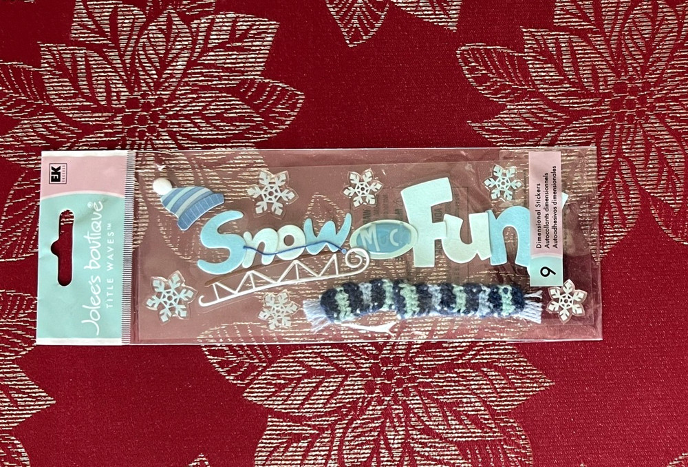 RARE VINTAGE SNOW MUCH FUN JOLEE’S CHRISTMAS TITLE 3D STICKERS – SO CUTE