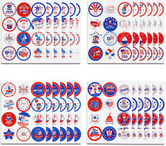 4Th of July Stickers, Patriotic Fourth of July Stickers, 288 Pcs Red White