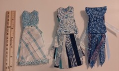 Lot Of 3 Handmade Dresses For Junk Journals scrapbooks shadow boxes Ornaments
