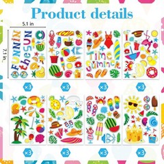 432PCS Summer Stickers, Self-Adhesive Sun Beach Ice Cream Sticker Summer Party S