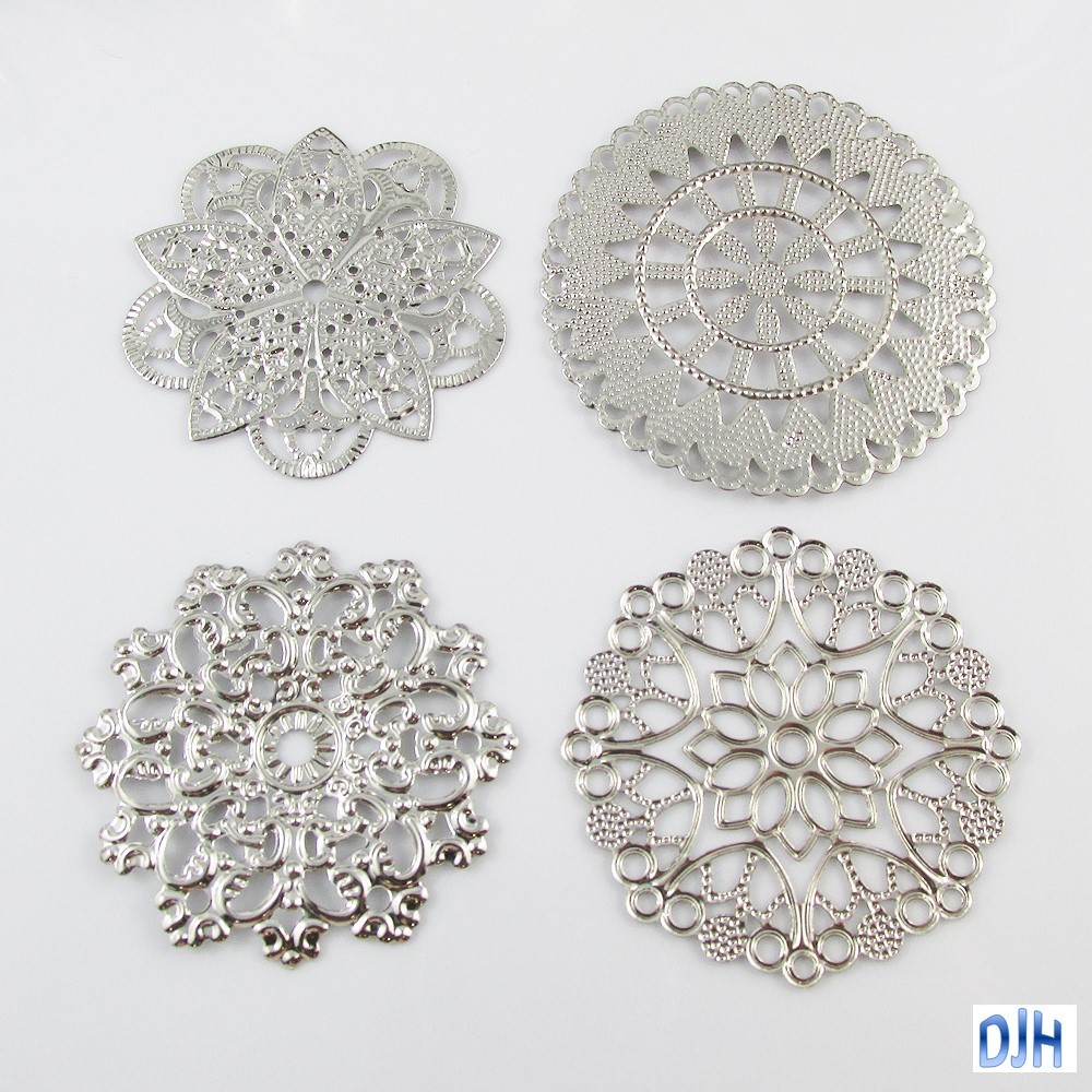 8pcs Metal Filigree Mandala Embellishments Cards Scrapbooking Hair Clips