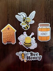 STICKERS x 5 Honey Bee Apiculture Beehive Cartoon Large Sticker BEE2