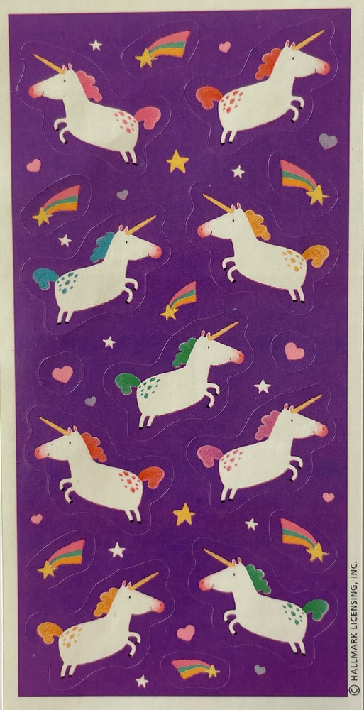 COLORFUL CHUBBY UNICORN Stickers(17pc)Heartline •Mystical •Animal•Rainbow•Heart