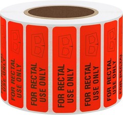 for Rectal Use Only Stickers 1.5″ x 0.375″ Fluorescent Red Stickers with Permane