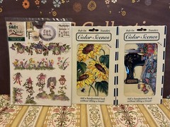 Chartpak Color Scenes Rub On Transfers Sunflowers Sewing Notion Birdhouses LOT