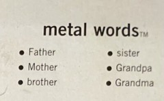 Making Memories Details Silver Metal Words~ Family Father Mother Grandma Grandpa