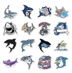 50 Shark Stickers Quality Gloss Vinyl Cartoon Jaws Notebook Laptop Skateboard