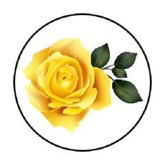 48 YELLOW ROSE ENVELOPE SEALS LABELS STICKERS 1.2″ ROUND