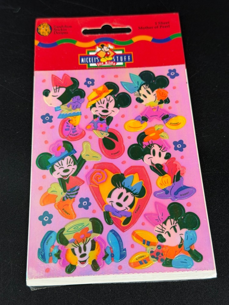 Minnie Mouse Vintage Stickers NIP Sandy Lion Mother Of Pearl Opal Iridescent