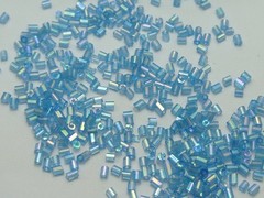 5000 Glass Tube Bugle Beads 2X2mm Transparent AB Sky Blue + Storage Box