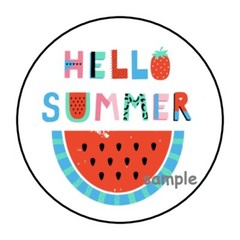 30 HELLO SUMMER ENVELOPE SEALS LABELS STICKERS 1.5″ ROUND WATERMELON GIFTS