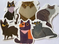 CAT ASSORTMENT Stickers(6pc) •Fuzzy•Meow•Kitten•Pet•Feline •Cute•Fur•Whiskers•