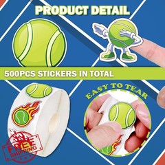 500pc Tennis Ball Stickers Roll Decals