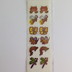 vintage Metallic Iridescent Cartoon Bugs Lady Bug Bee Caterpillar sticker sheet