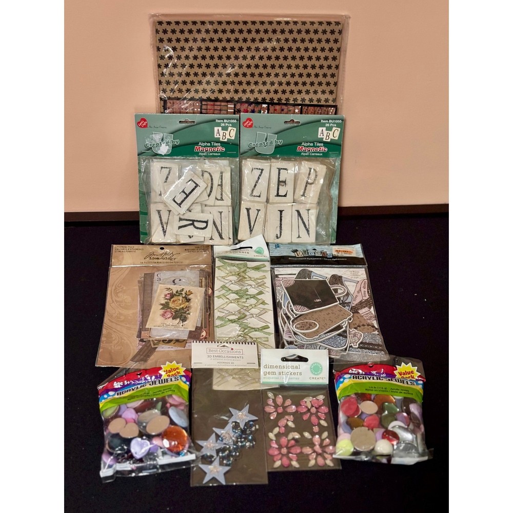 Scrapbooking Craft Mixed Lot Holtz Stewart Cardstock Magnetic Tiles Jewels