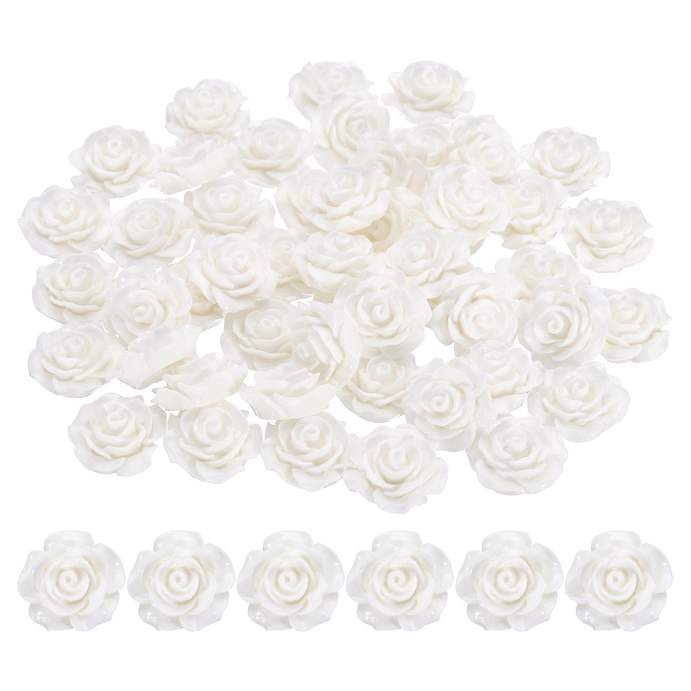 20mm Rose Flower Resin Cabochon, 50 Pcs Mini Rose Flower Resin, White