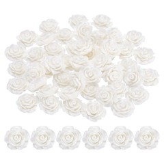 20mm Rose Flower Resin Cabochon, 50 Pcs Mini Rose Flower Resin, White