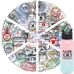 Vintage Passport Stamps Transparent Stickers 60 Pack Passport Travel Stamp Gloss