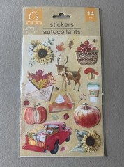 Autumn Themed Three Dimensional Stickers, Includes 14 Stickers, New In Package!