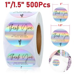 1 Roll of 500pcs 1″/1.5″ Assorted Floral Thank You Stickers Round Sealing Labels