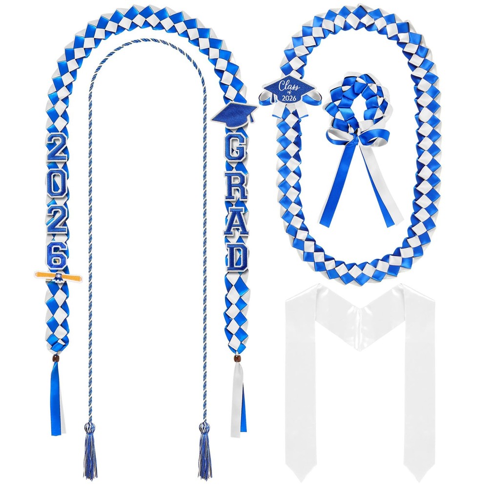 18 Pcs Graduation Leis and Stole and Honor Cords 2026 Braided Necklace Adjust…