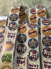 Teacher Kids Reward 1” Round Animal Stickers 8 Designs Brand New Lot of 160 #*