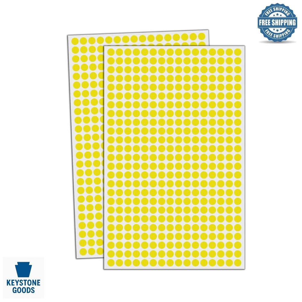 6000 Yellow Round Dot Stickers 1/4″ Self-Adhesive Labels