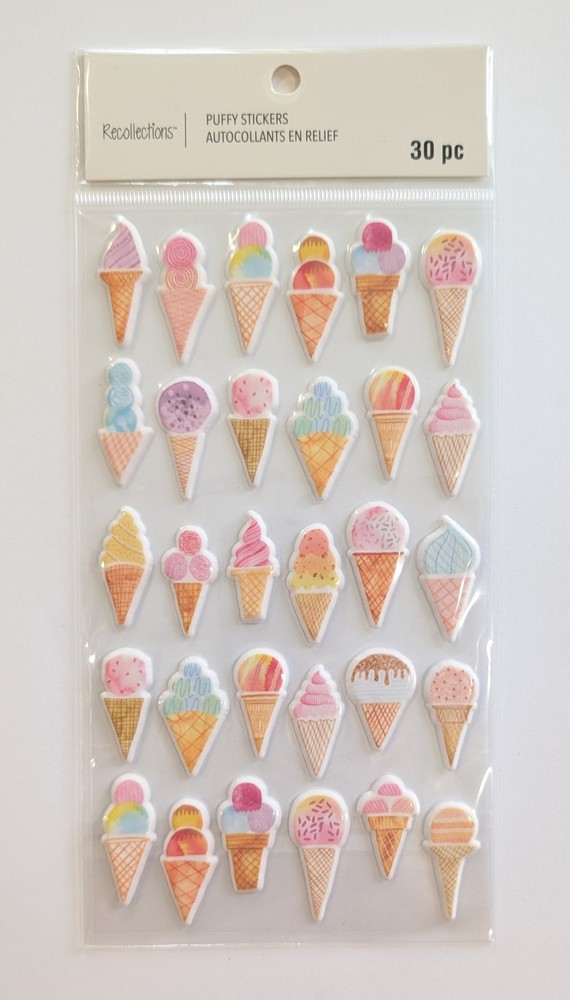 Puffy Ice Cream Cones Scrapbooking Stickers by Recollections
