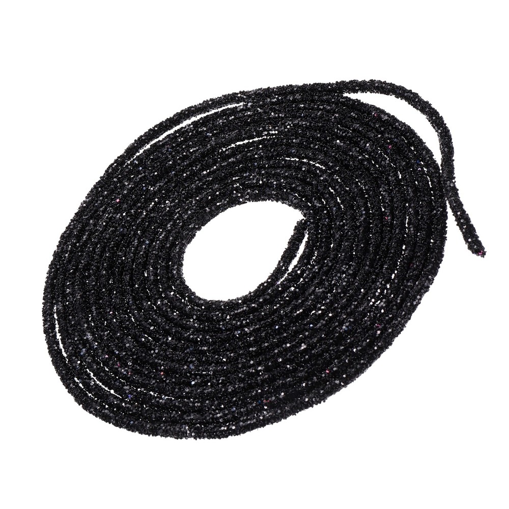 5 Yard 6mm Glitter Sequins Rope Rhinestone Cord Black for DIY Clothing