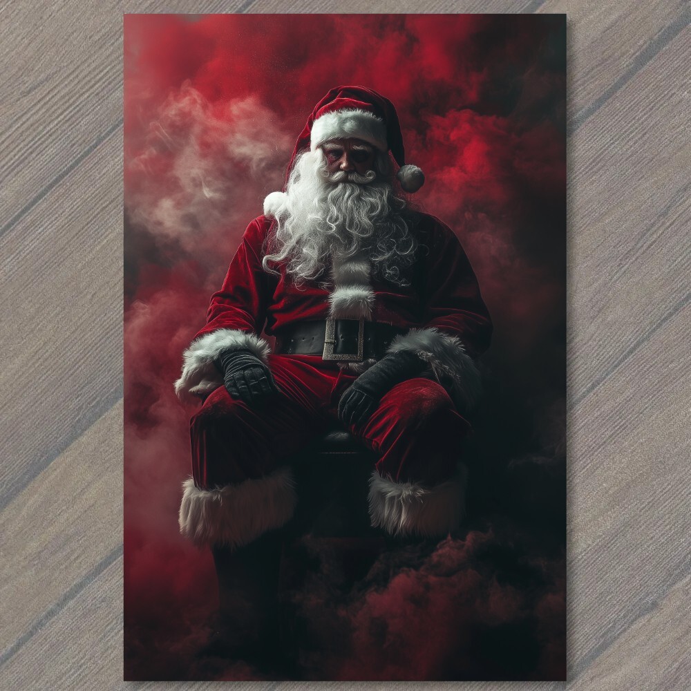 STICKER Horror Santa Christmas Art Snow Beard Red Suit Creepy Holiday Xmas