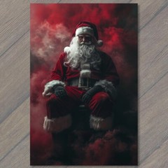 STICKER Horror Santa Christmas Art Snow Beard Red Suit Creepy Holiday Xmas