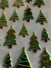 CHRISTMAS PAPER CRAFTS CHRISTMAS TREE PUFFY STICKERS 17PCS BRIGHT GREEN TREES