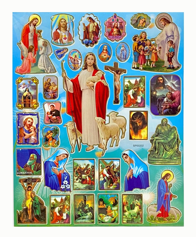 32 Pcs Catholic Religious Stickers Good Shepherd St Joseph Pieta Virgin Mary