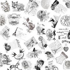 50PCS Vintage French Aesthetic Scrapbook Stickers – Clear Retro Paris Floral Pos