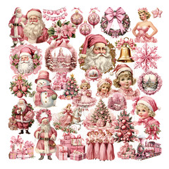 36 pcs Pink Christmas Translucent Vellum Matte Surface Paper Sticker Scrapbook