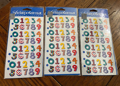 3 sets – Stickopotamus Colorful Numbers Scrapbook Binder Stickers Polkadots