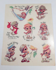 vintage 80’s 1979 Hallmark Morehead Robin bird sticker sheet *damaged*