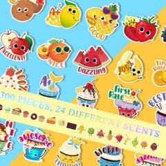 300 Pcs Large Scratch and Sniff Stickers for Kids Smelly Scented Stickers Tea…