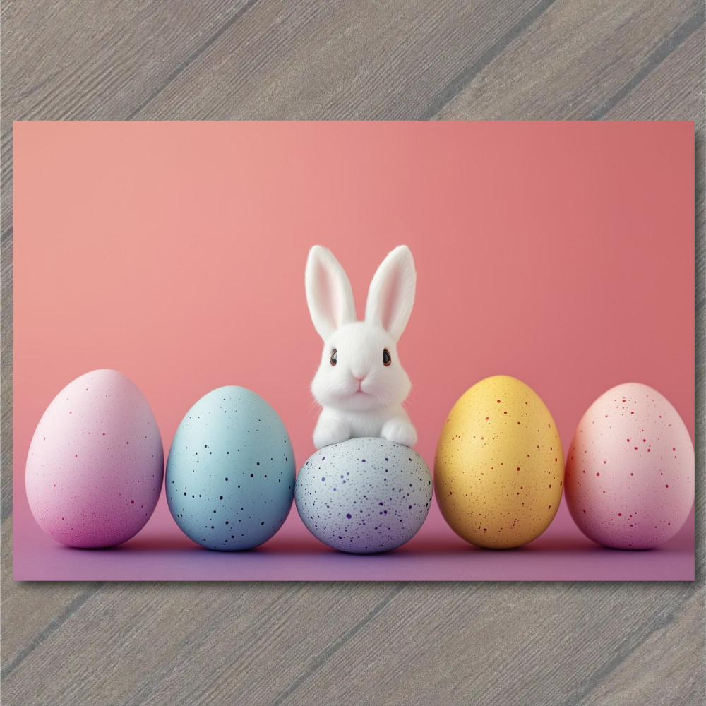 STICKER Baby Bunny Pastel Easter Eggs Minimalist Cute Whimsical Spring Rabbit