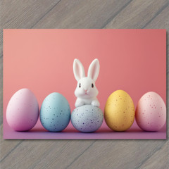 STICKER Baby Bunny Pastel Easter Eggs Minimalist Cute Whimsical Spring Rabbit