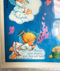 New Vintage 1984 Hallmark Angel Rainbow Clouds Hearts Religious Phrases Stickers