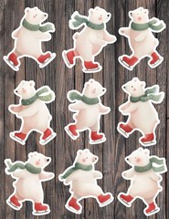 Ice Skating Polar Bear Die Cut Vinyl Stickers Scrapbooking Laptop Waterbottle
